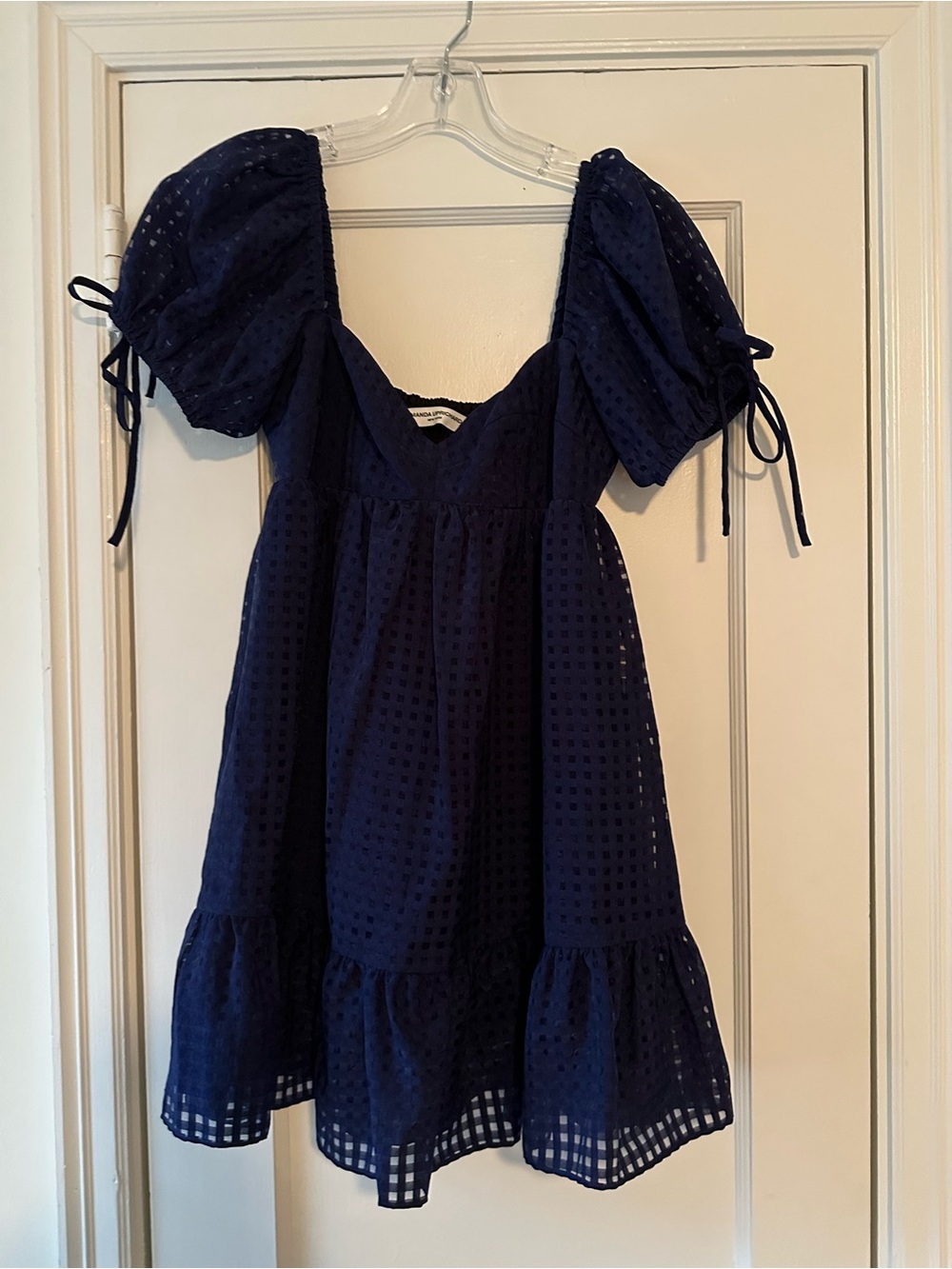 Amanda Uprichard Navy Puff-Sleeve Eyelet Dress for Kids